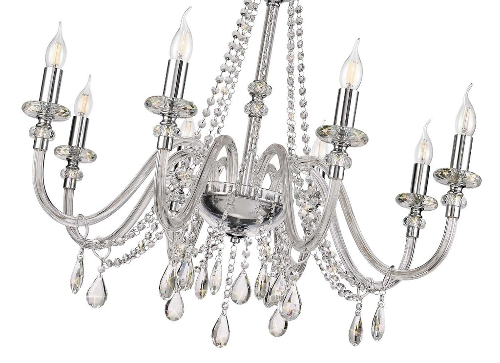 Regent Bastia 8 Light Chandelier in Polished Chrome with Clear Glass Crystal