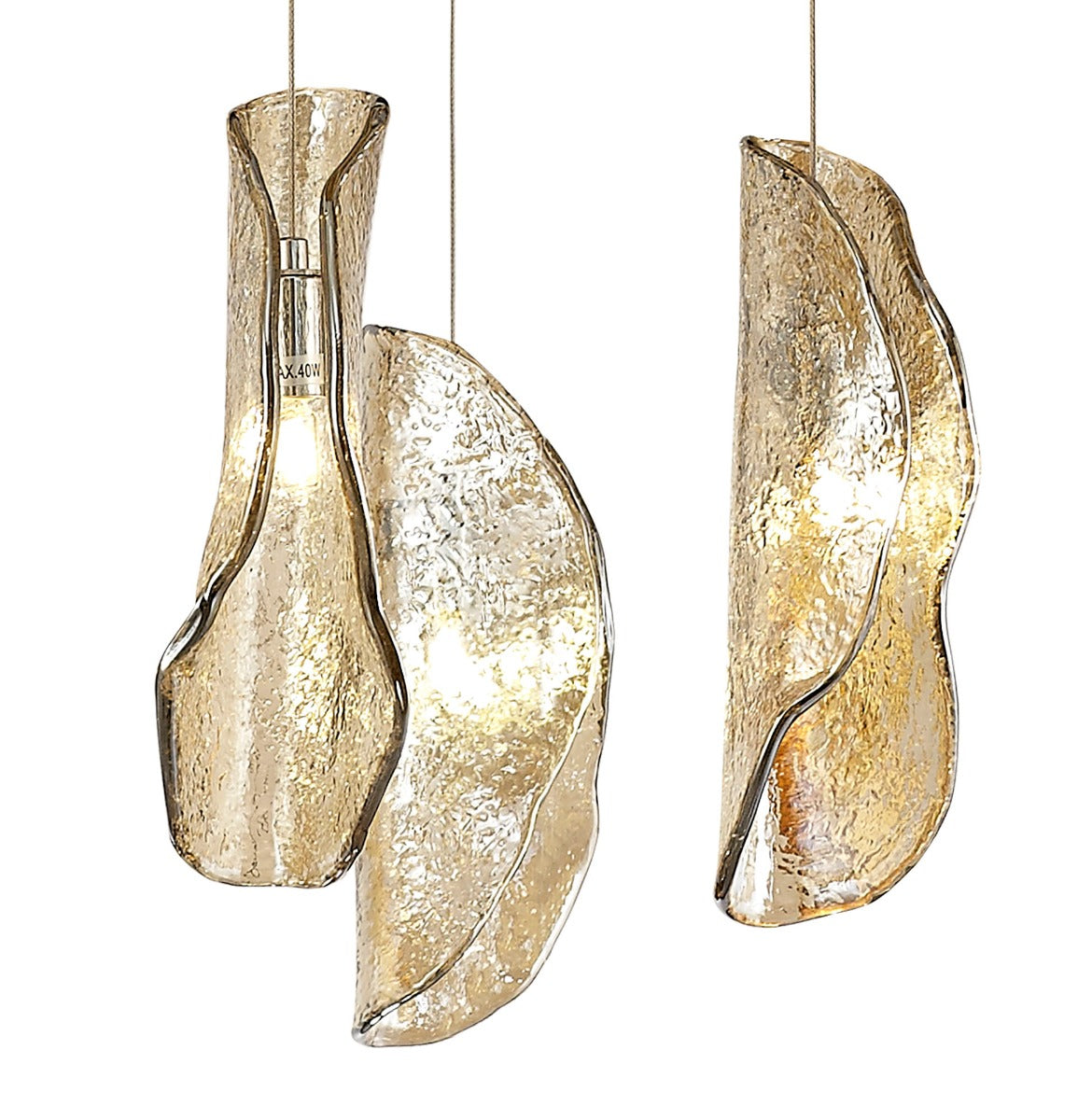 Regent Boulogne 21 Light Pendant Light in Brass with Cognac Glass and Metal Shade