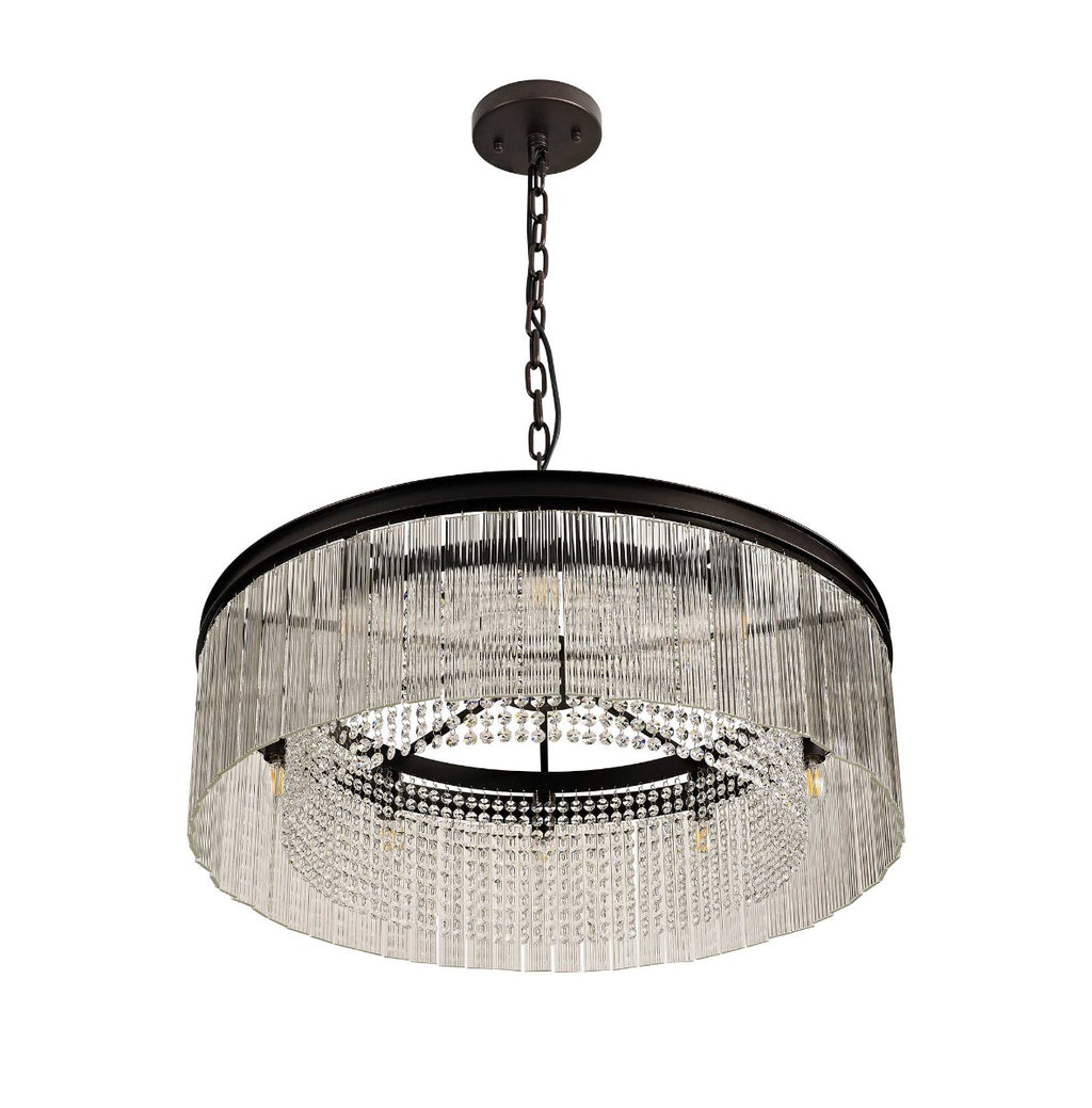 Regent Brittany Large Round 10 Light Pendant Light in Brown Oxide