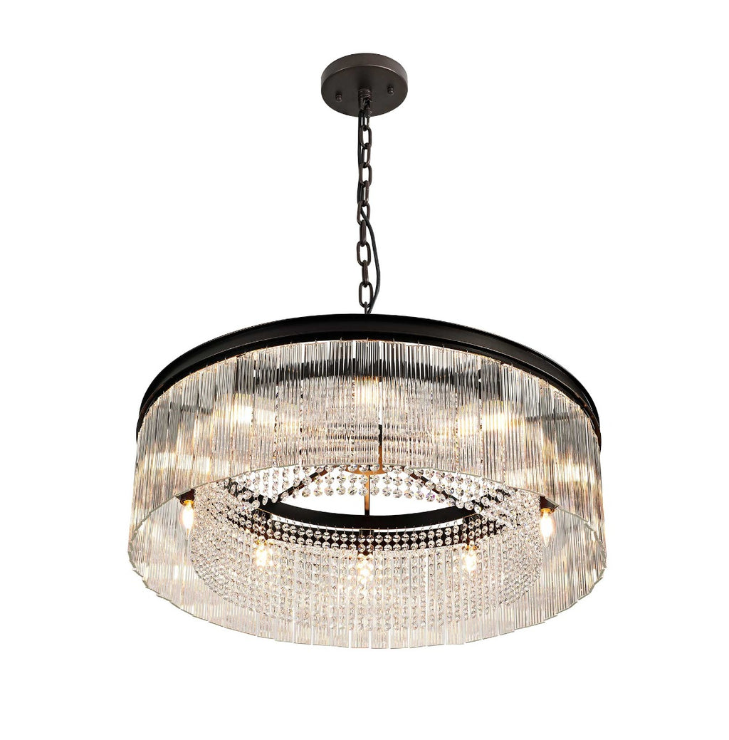 Regent Brittany Large Round 10 Light Pendant Light in Brown Oxide