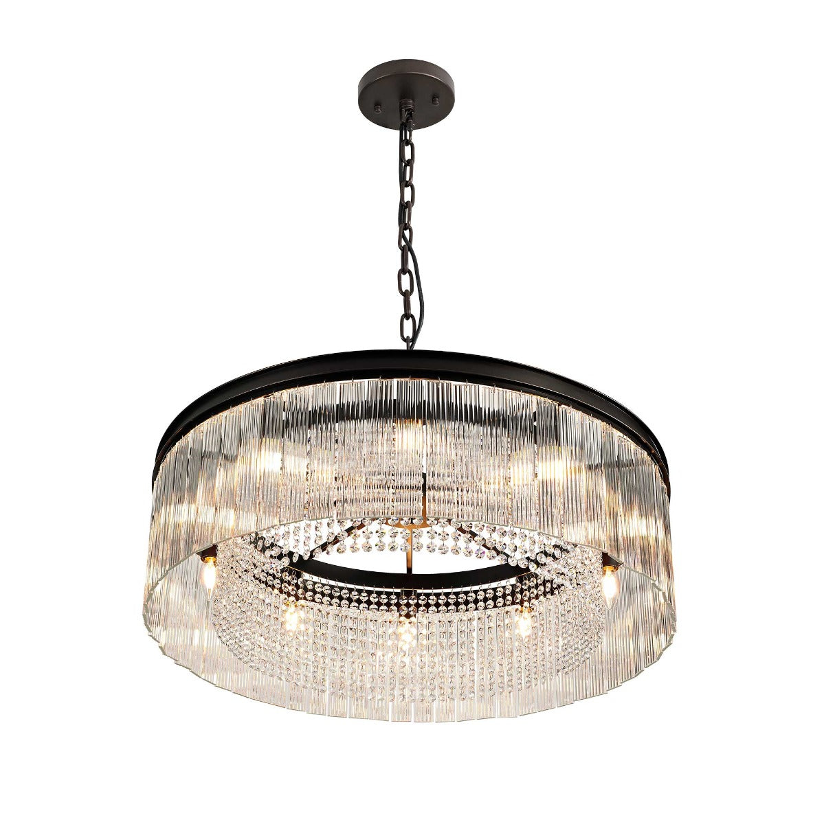 Regent Brittany Large Round 10 Light Pendant Light in Brown Oxide