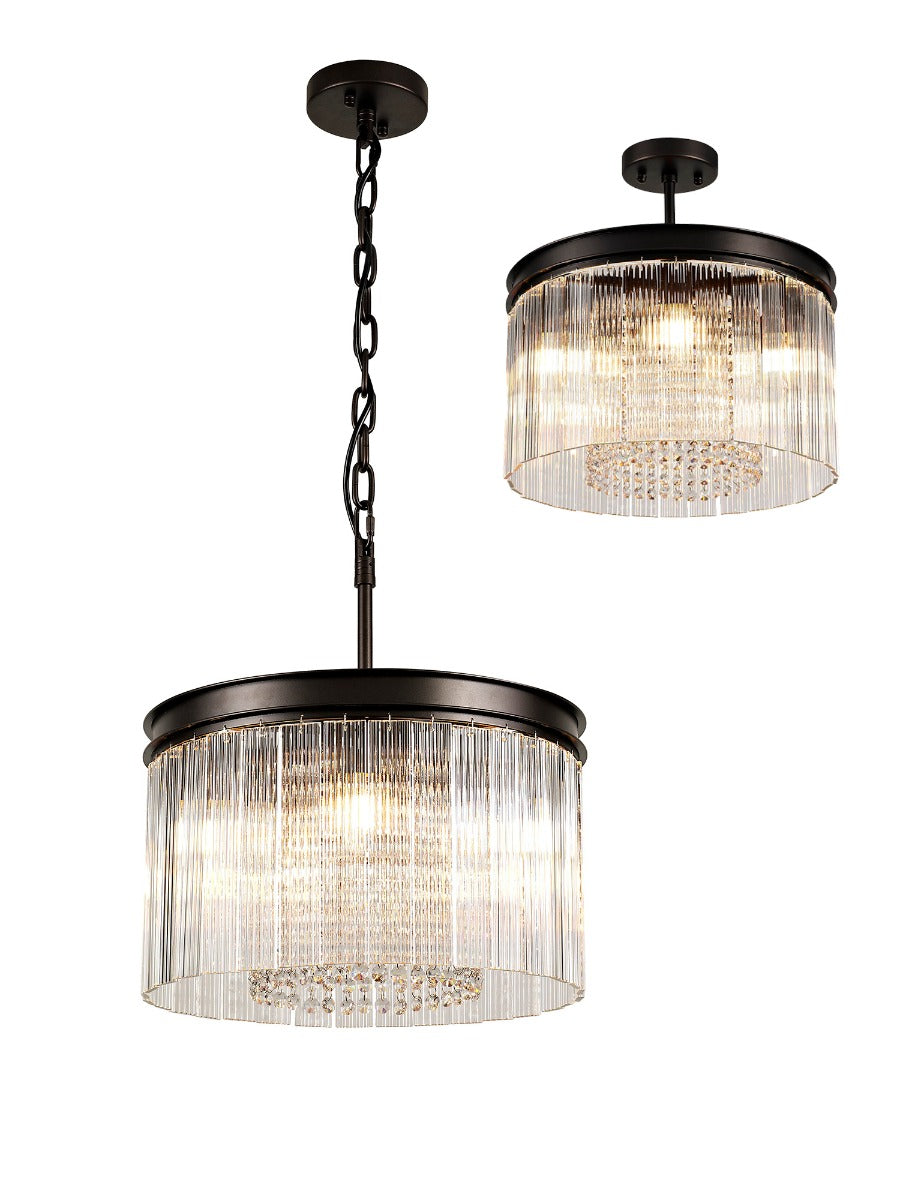 Regent Brittany Small Round 5 Light Pendant Light in Brown Oxide