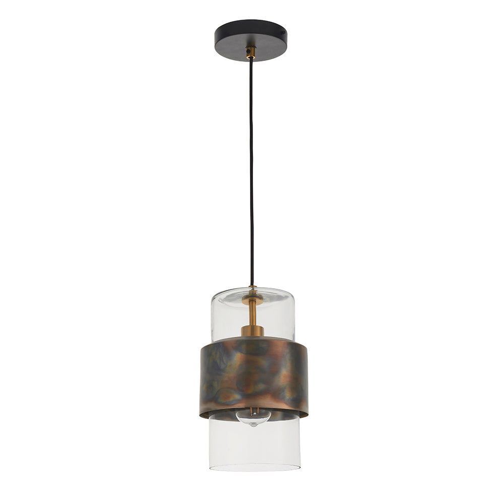 Regent Catania 1 Light Pendant Light in Bronze Patina with Glass Shade