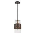Regent Catania 1 Light Pendant Light in Bronze Patina with Glass Shade