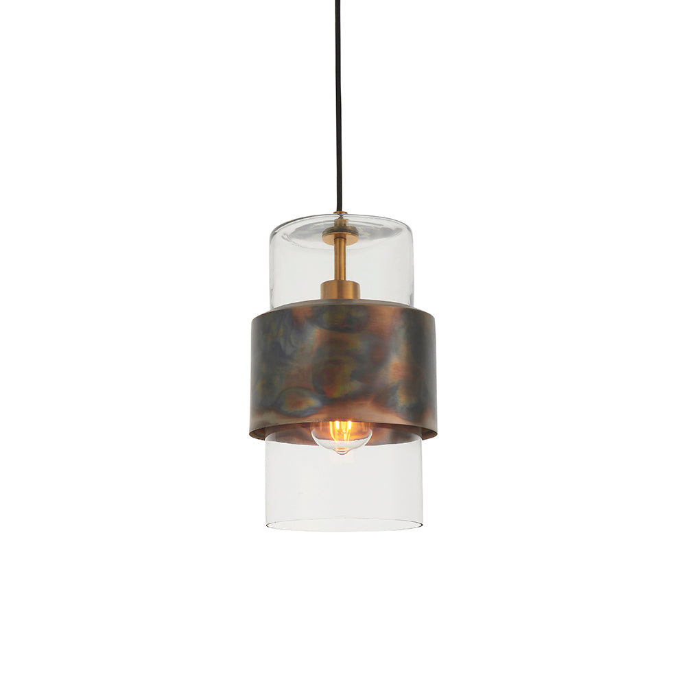 Regent Catania 1 Light Pendant Light in Bronze Patina with Glass Shade