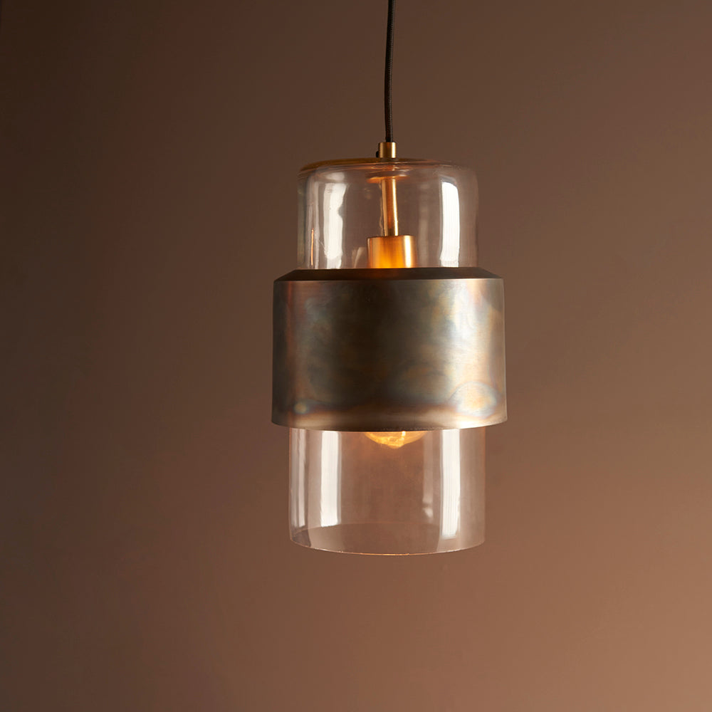 Regent Catania 1 Light Pendant Light in Bronze Patina with Glass Shade
