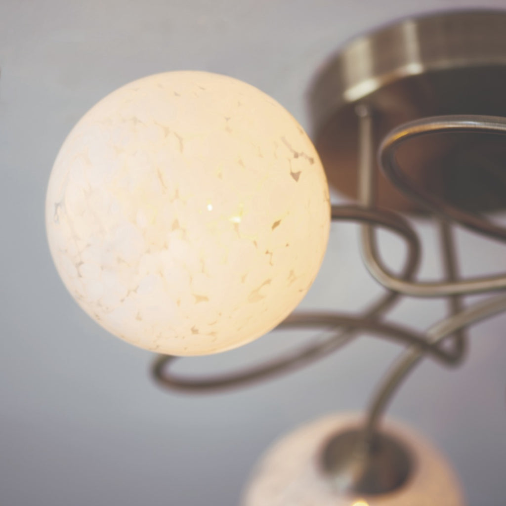 Regent Celest 3 Light Semi Flush Ceiling Light in Antique Brass