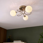 Regent Celest 3 Light Semi Flush Ceiling Light in Antique Brass
