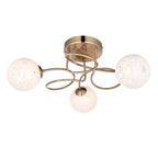 Regent Celest 3 Light Semi Flush Ceiling Light in Antique Brass