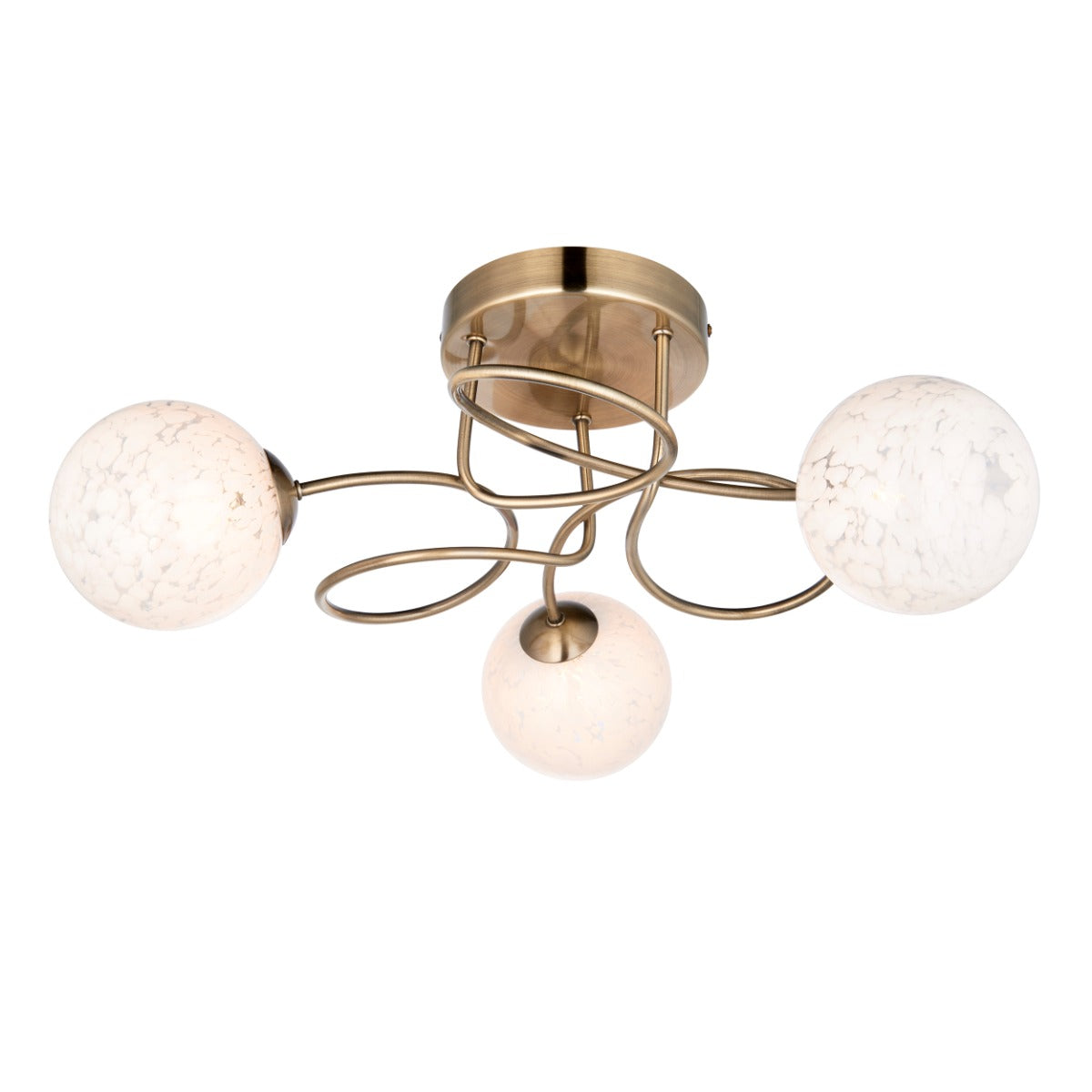 Regent Celest 3 Light Semi Flush Ceiling Light in Antique Brass
