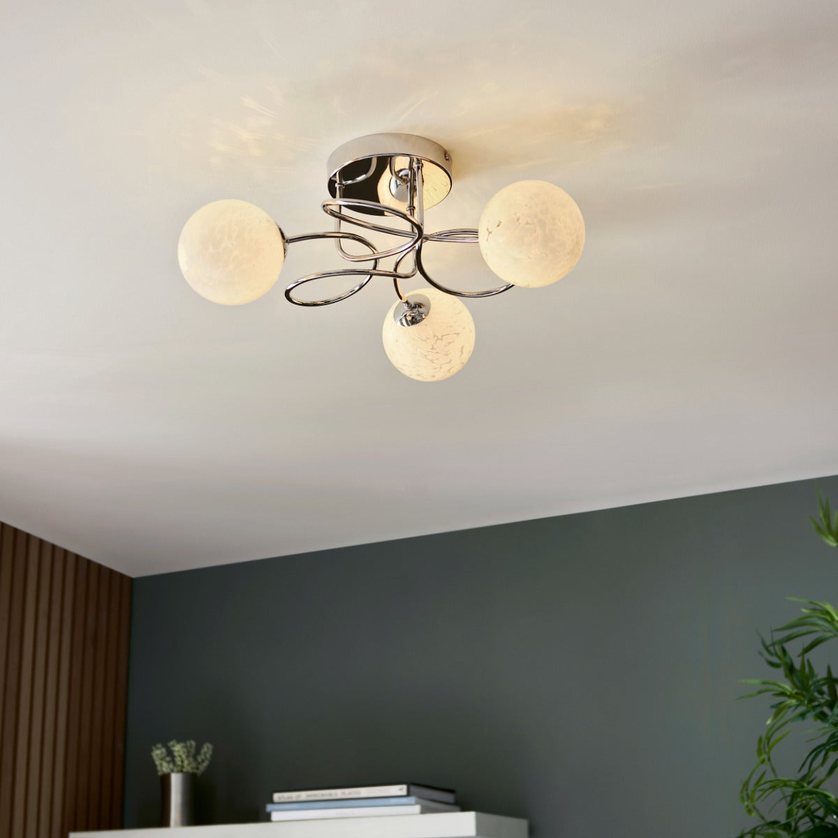 Regent Celest 3 Light Semi Flush Ceiling Light in Polished Chrome