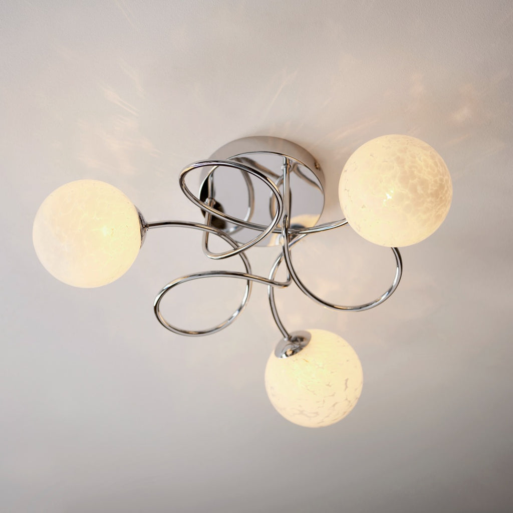 Regent Celest 3 Light Semi Flush Ceiling Light in Polished Chrome