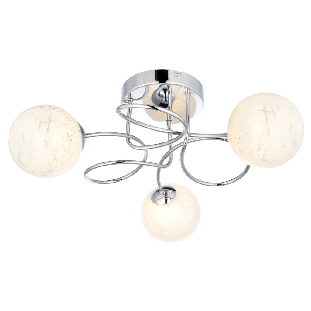 Regent Celest 3 Light Semi Flush Ceiling Light in Polished Chrome
