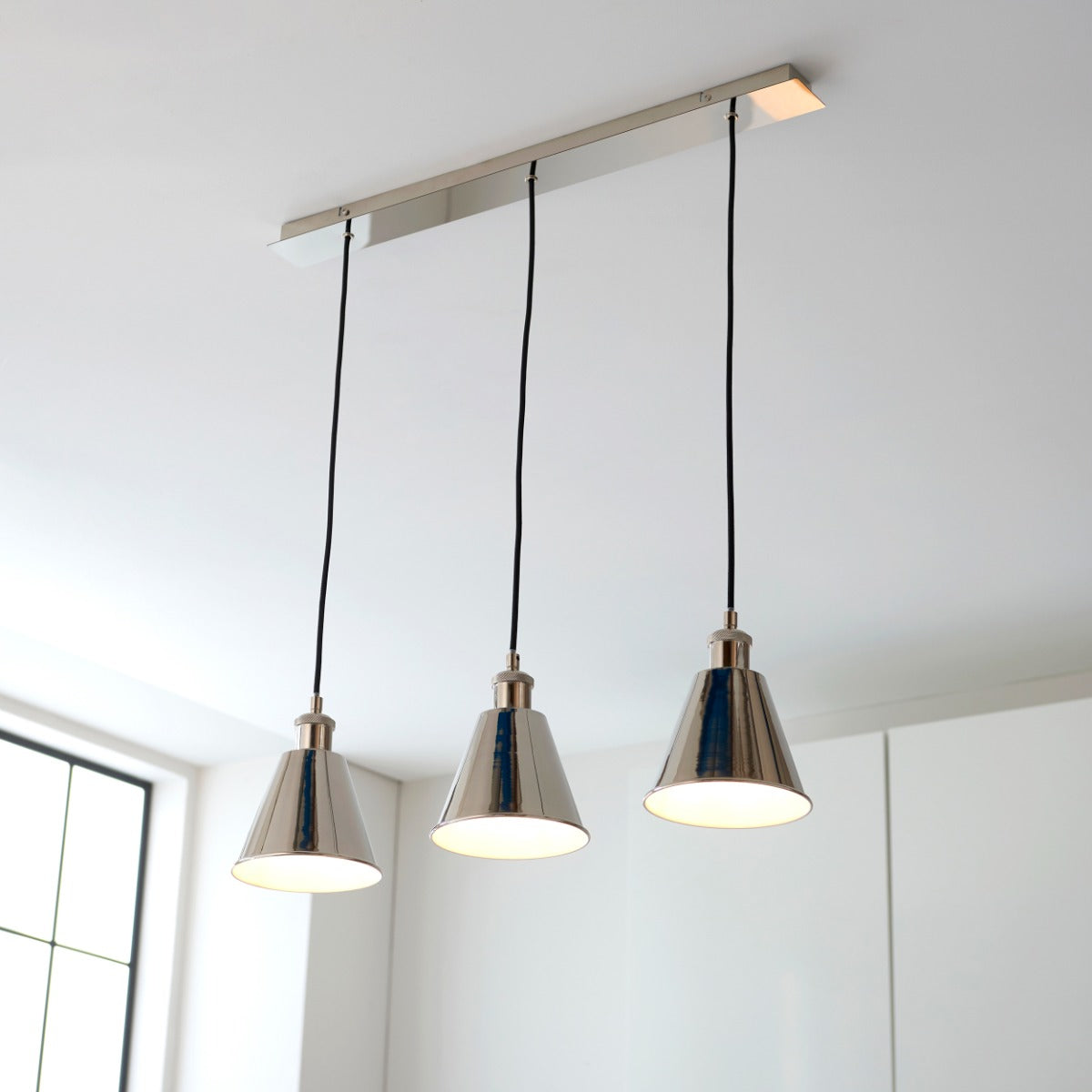 Regent Celosia 3 Light Bar Pendant Light in Bright Nickel