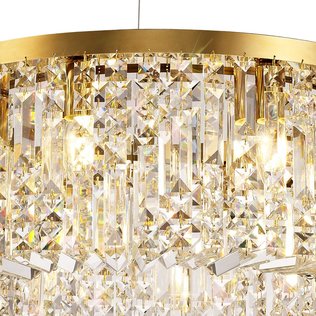 Regent Cholet 60cm Round 8 Light Chandelier in Gold with Crystal