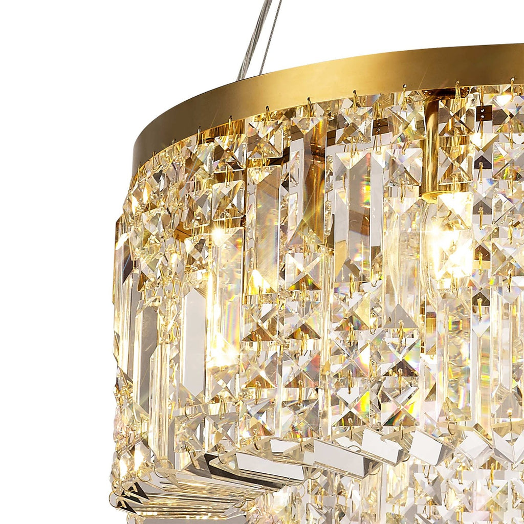 Regent Cholet 60cm Round 8 Light Chandelier in Gold with Crystal