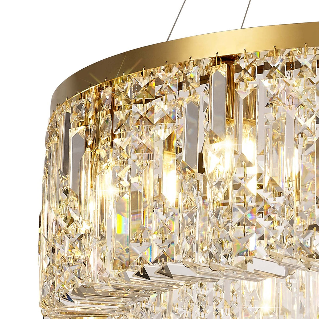 Regent Cholet 80cm Round 12 Light Chandelier in Gold with Crystal