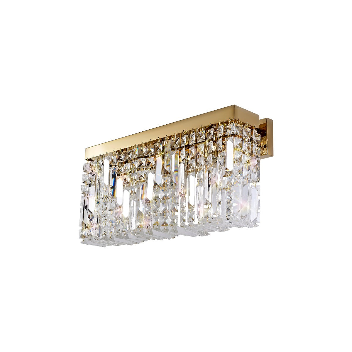 Regent Cholet Large Rectangular 3 Light Wall Light in Gold with Crystal