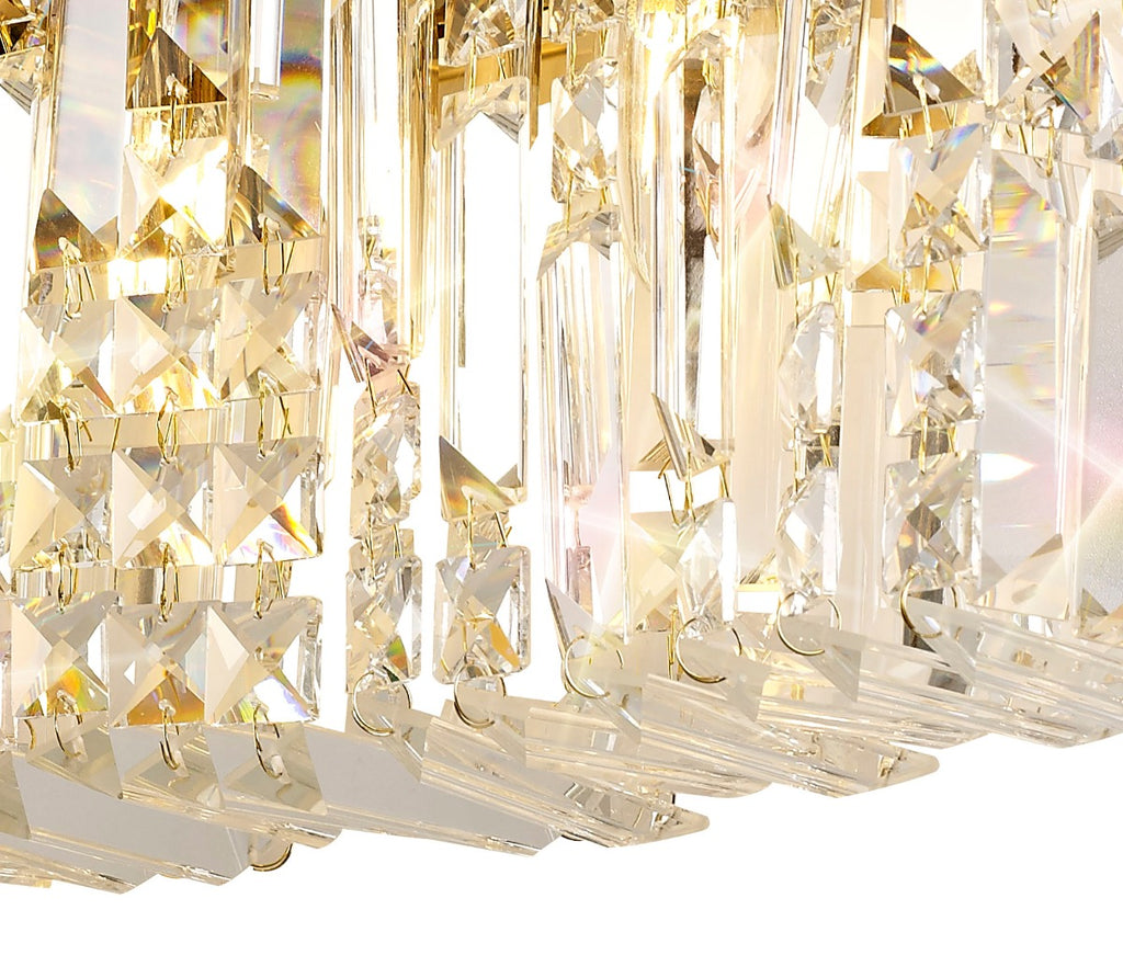 Regent Cholet Large Rectangular 3 Light Wall Light in Gold with Crystal