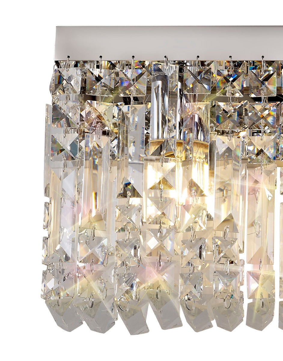 Regent Cholet Large Rectangular 3 Light Wall Light in Polished Chrome with Crystal