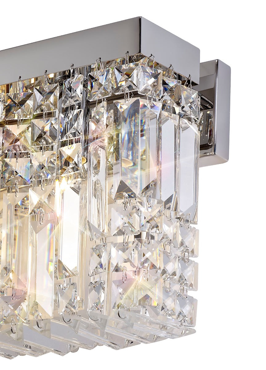 Regent Cholet Large Rectangular 3 Light Wall Light in Polished Chrome with Crystal