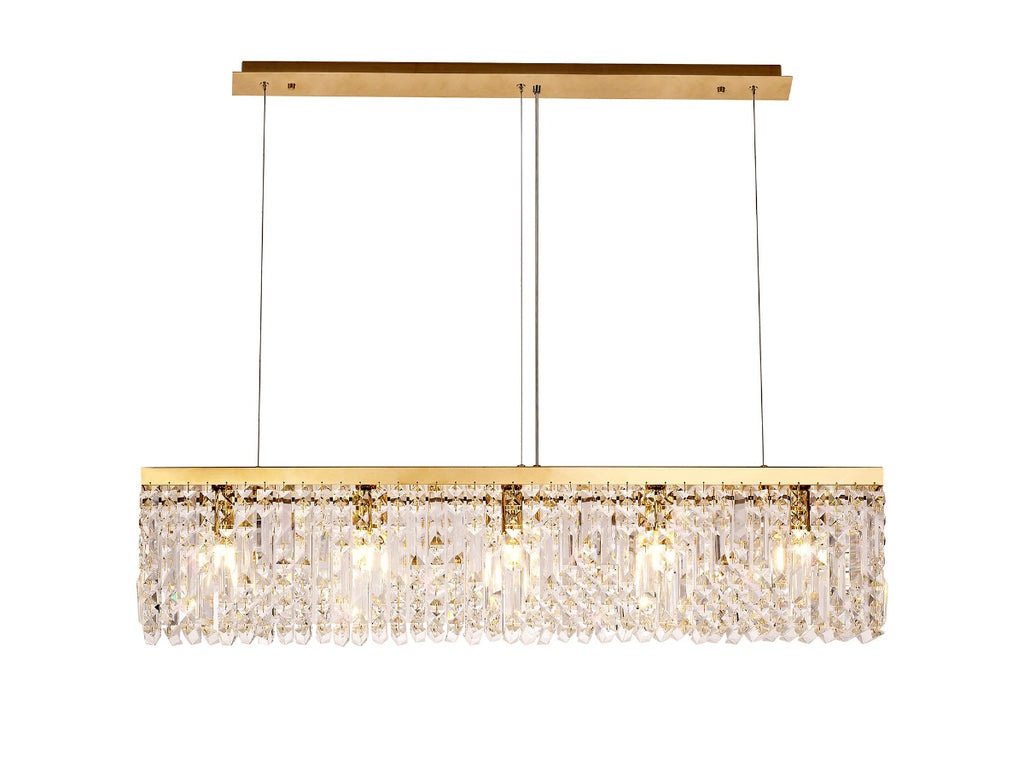 Regent Cholet Linear 5 Light Chandelier in Gold with Crystal