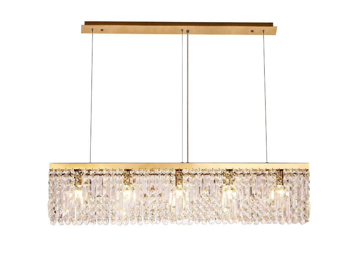 Regent Cholet Linear 5 Light Chandelier in Gold with Crystal