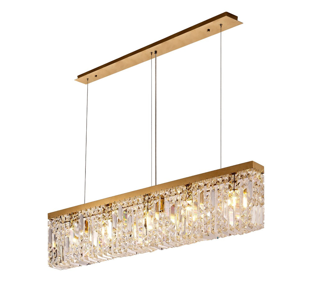 Regent Cholet Linear 5 Light Chandelier in Gold with Crystal