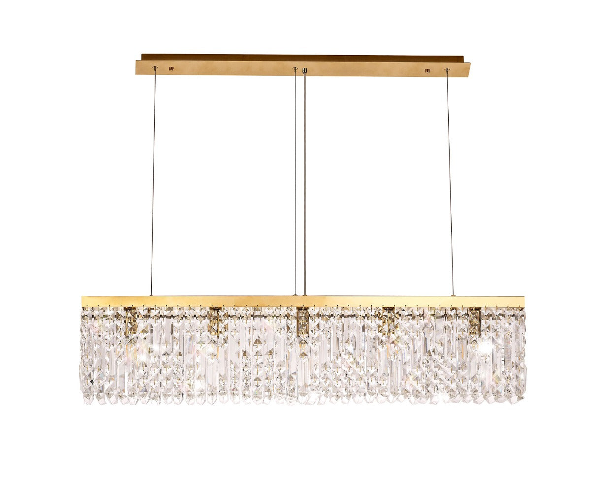 Regent Cholet Linear 5 Light Chandelier in Gold with Crystal