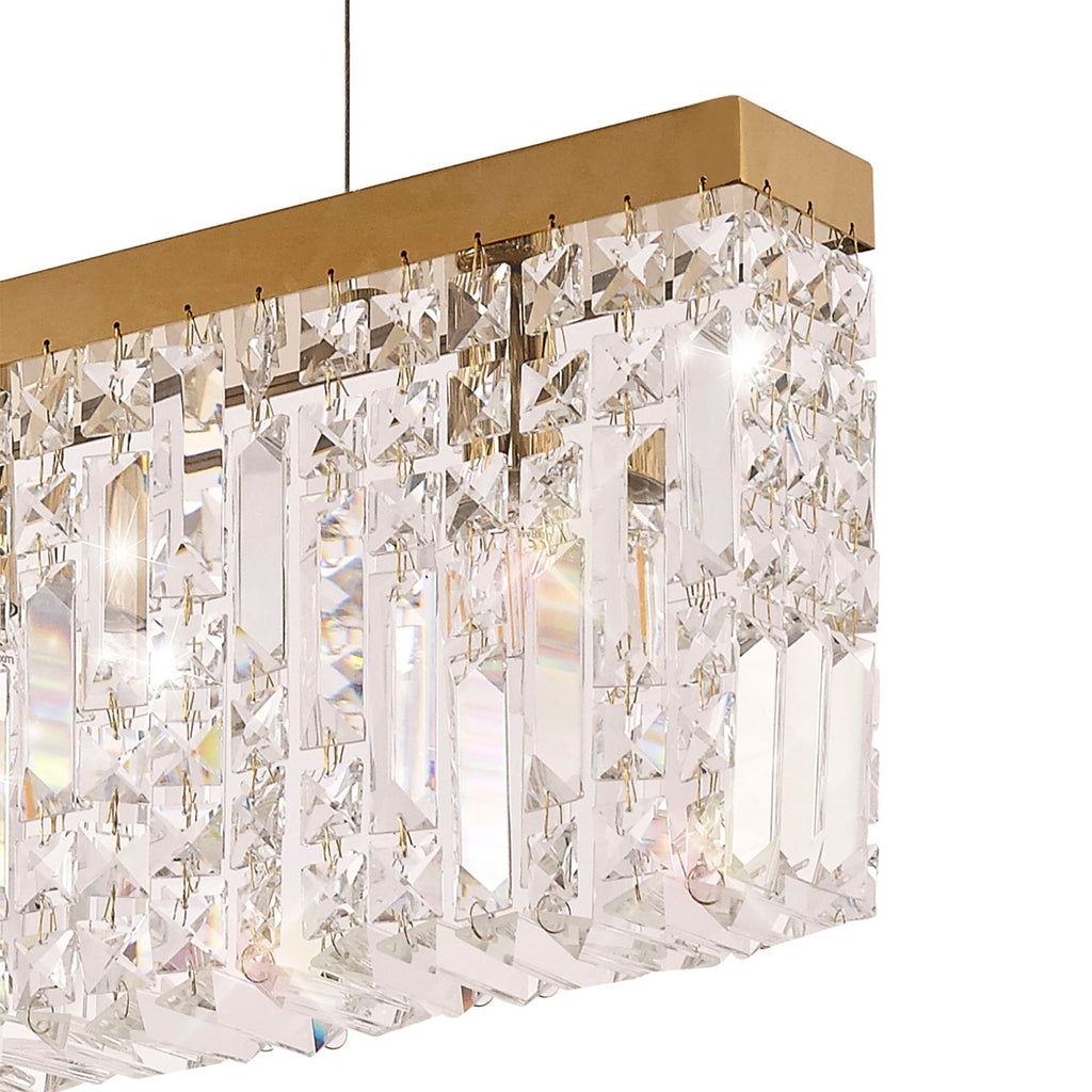 Regent Cholet Linear 5 Light Chandelier in Gold with Crystal