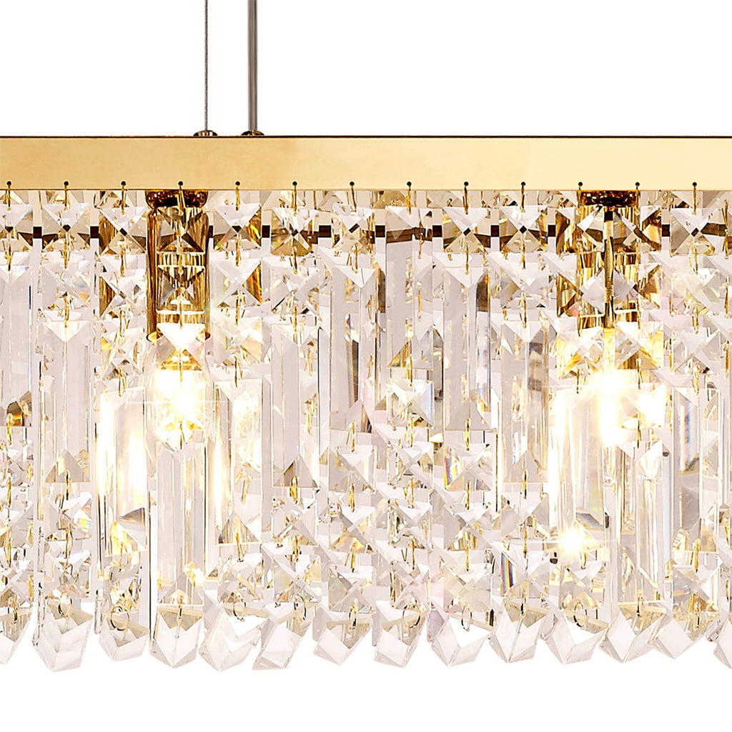 Regent Cholet Linear 5 Light Chandelier in Gold with Crystal
