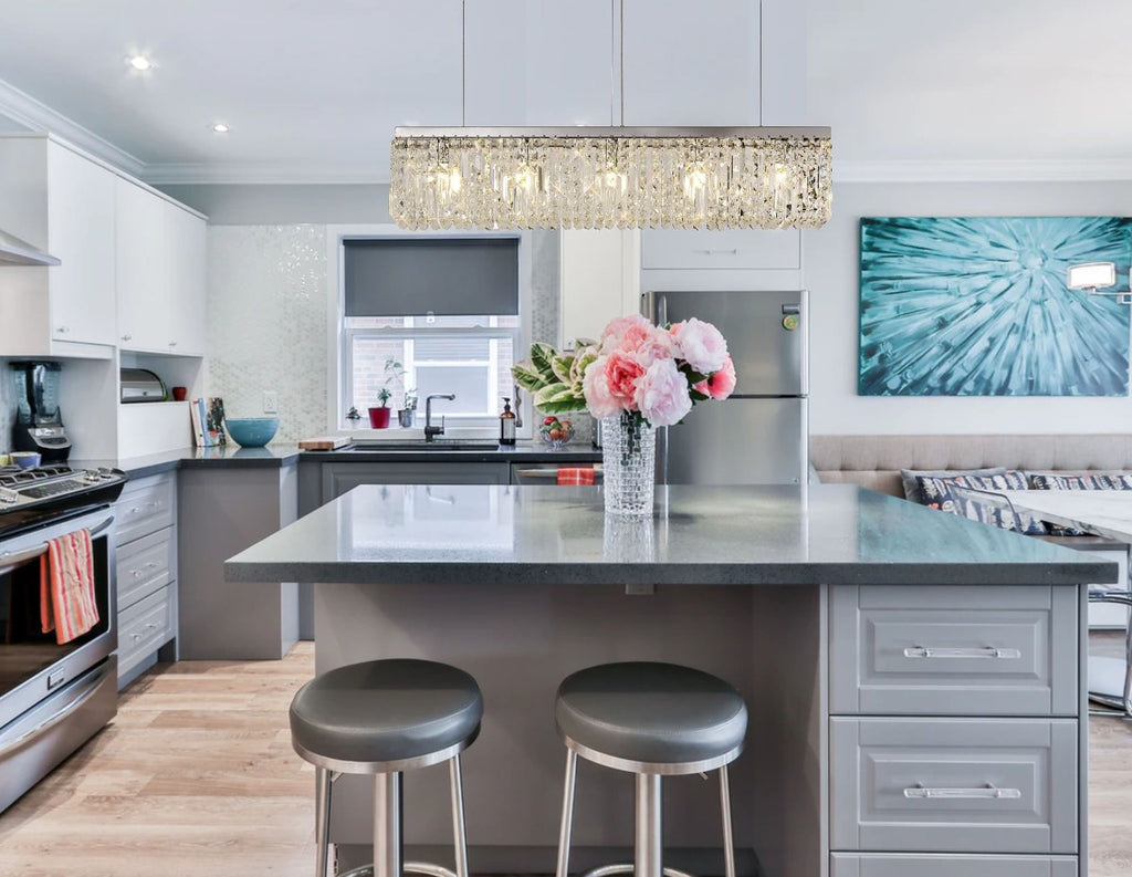 Regent Cholet Linear 5 Light Chandelier in Polished Chrome with Crystal