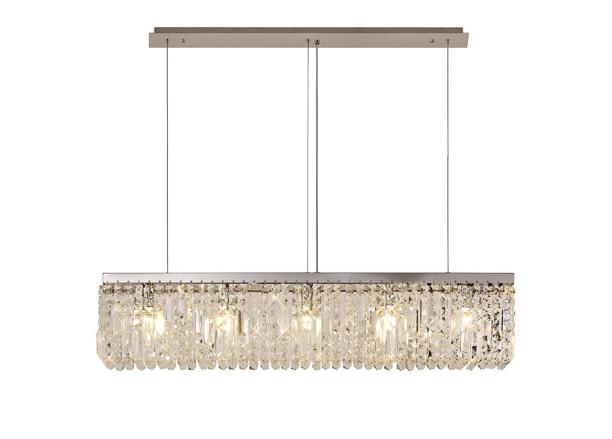 Regent Cholet Linear 5 Light Chandelier in Polished Chrome with Crystal