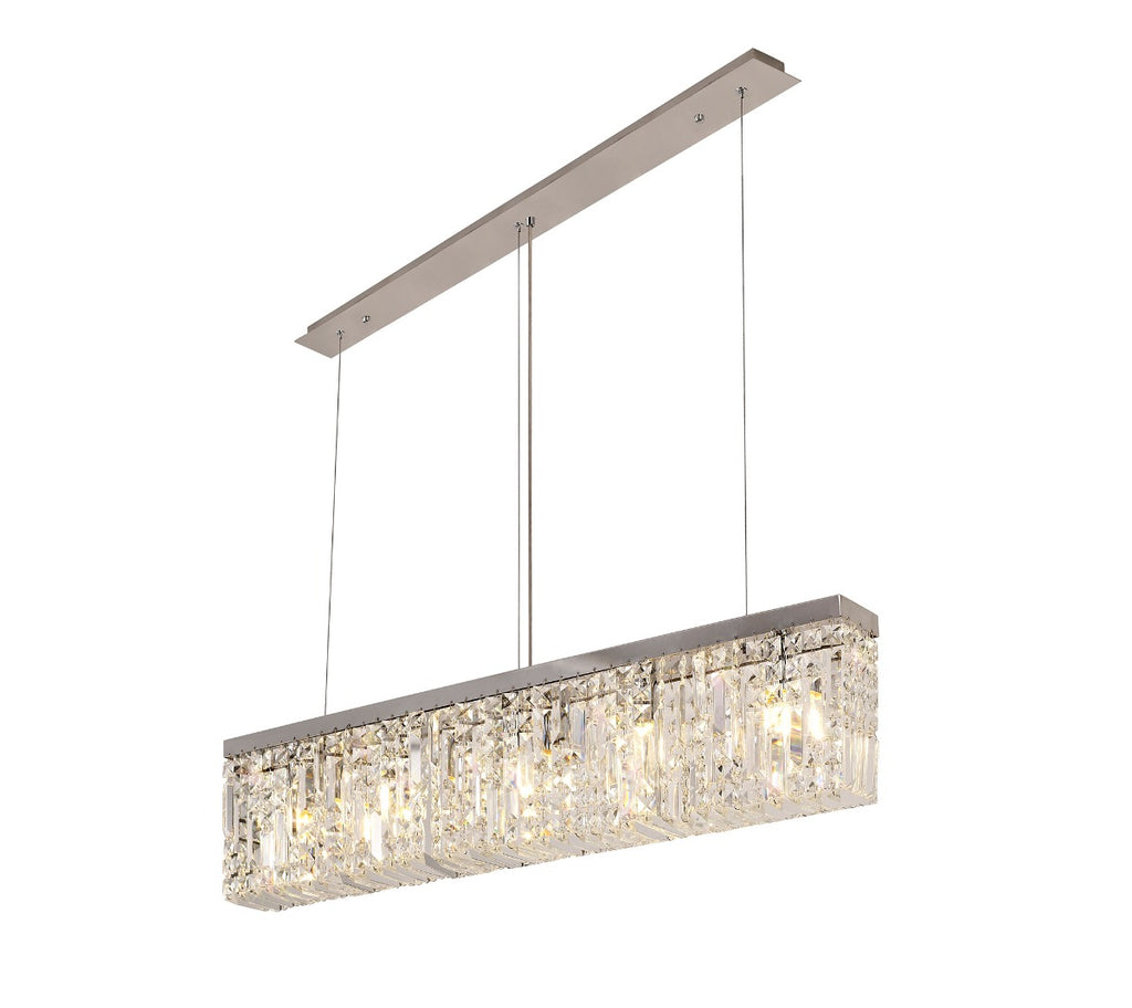 Regent Cholet Linear 5 Light Chandelier in Polished Chrome with Crystal