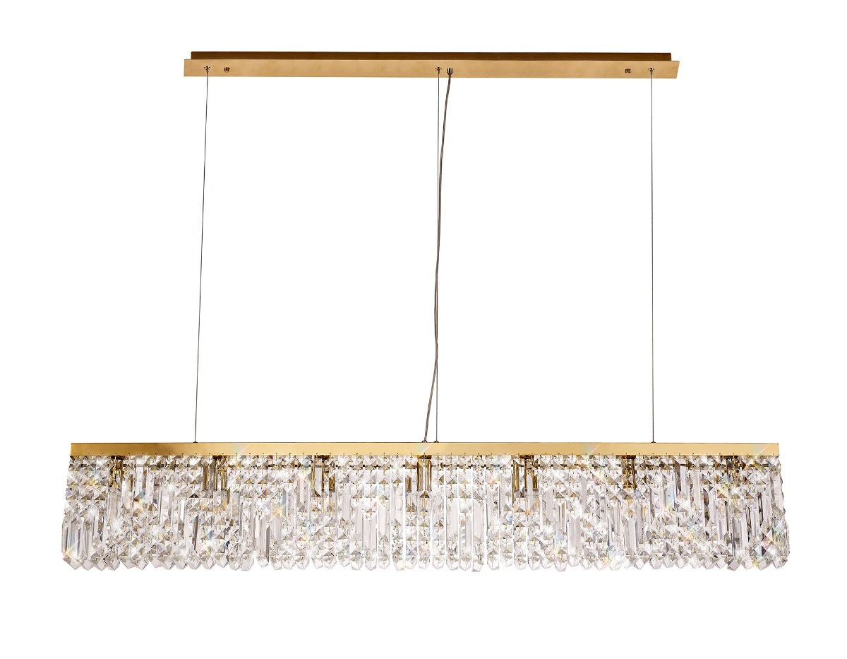 Regent Cholet Linear 7 Light Chandelier in Gold with Crystal