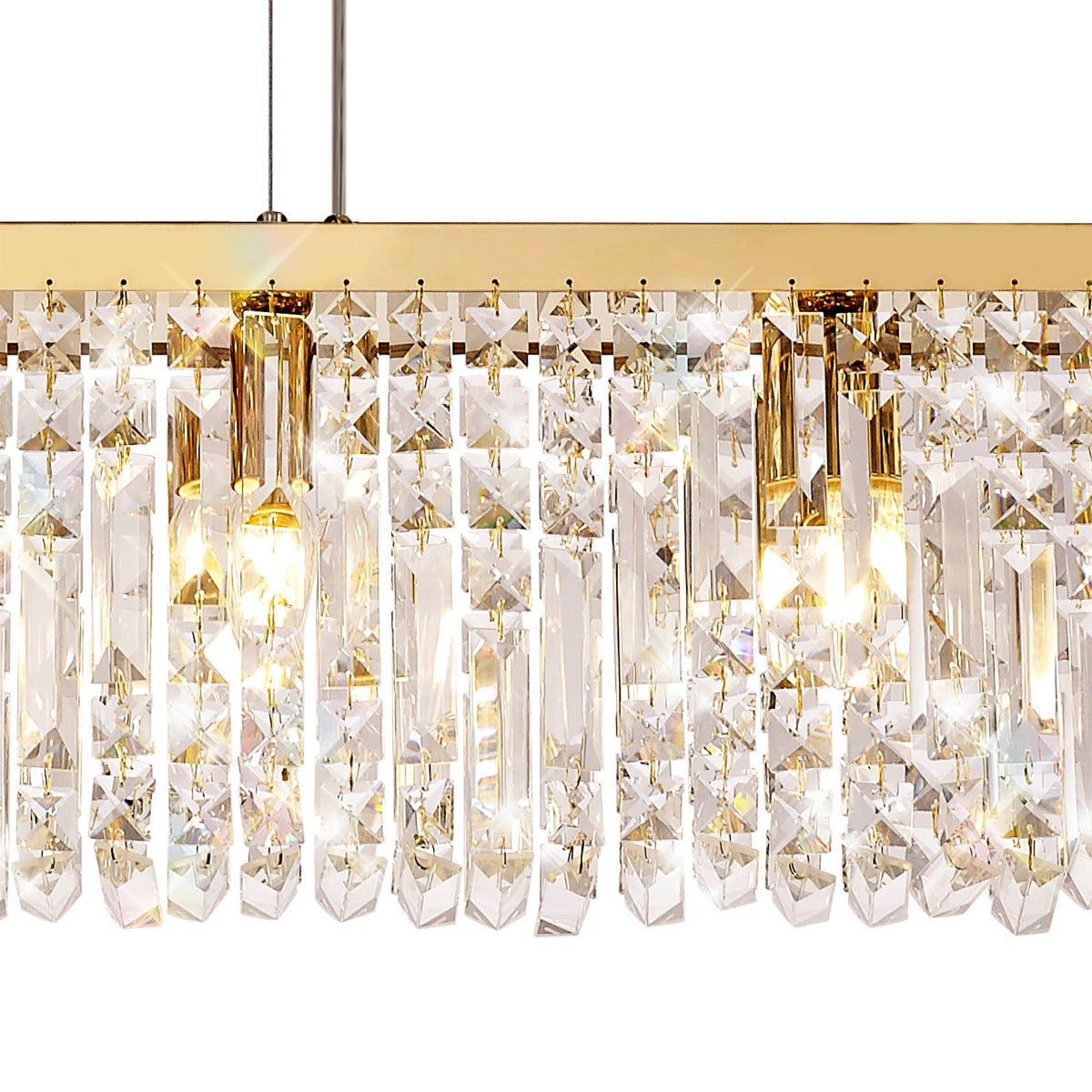 Regent Cholet Linear 7 Light Chandelier in Gold with Crystal