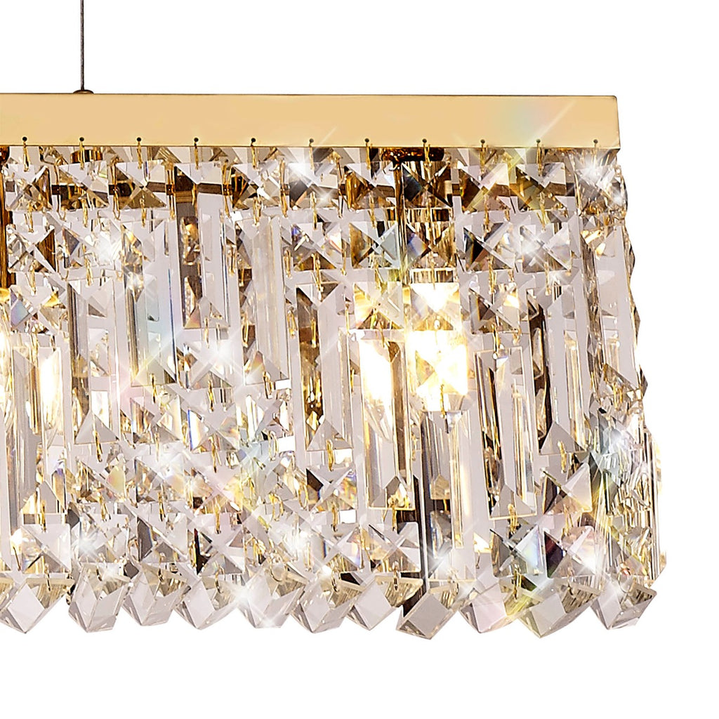 Regent Cholet Linear 7 Light Chandelier in Gold with Crystal
