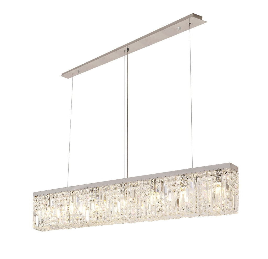 Regent Cholet Linear 7 Light Chandelier in Polished Chrome with Crystal