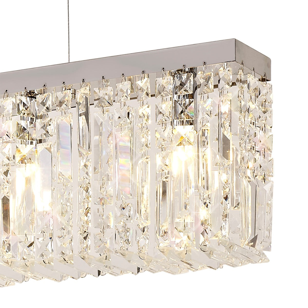 Regent Cholet Linear 7 Light Chandelier in Polished Chrome with Crystal