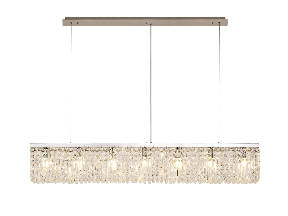 Regent Cholet Linear 7 Light Chandelier in Polished Chrome with Crystal