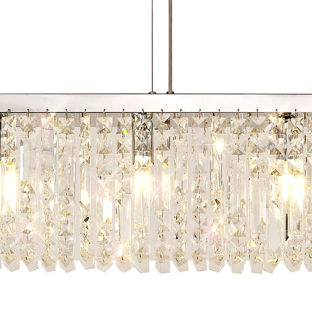 Regent Cholet Linear 7 Light Chandelier in Polished Chrome with Crystal