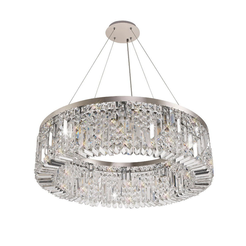 Regent Cholet Round 12 Light Chandelier in Polished Chrome with Crystal