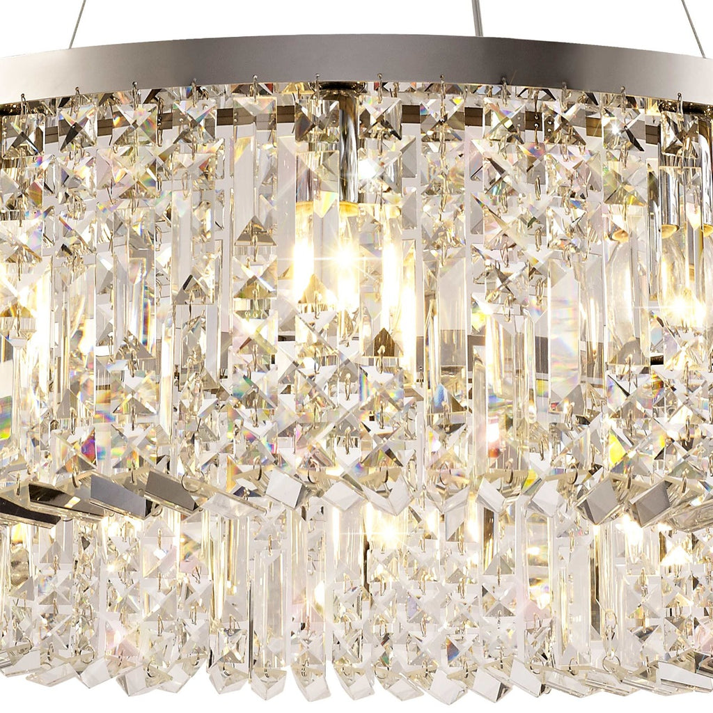 Regent Cholet Round 12 Light Chandelier in Polished Chrome with Crystal