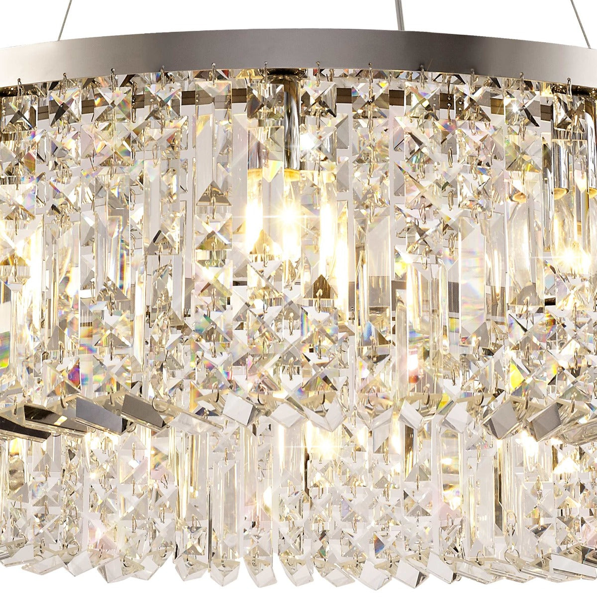 Regent Cholet Round 12 Light Chandelier in Polished Chrome with Crystal