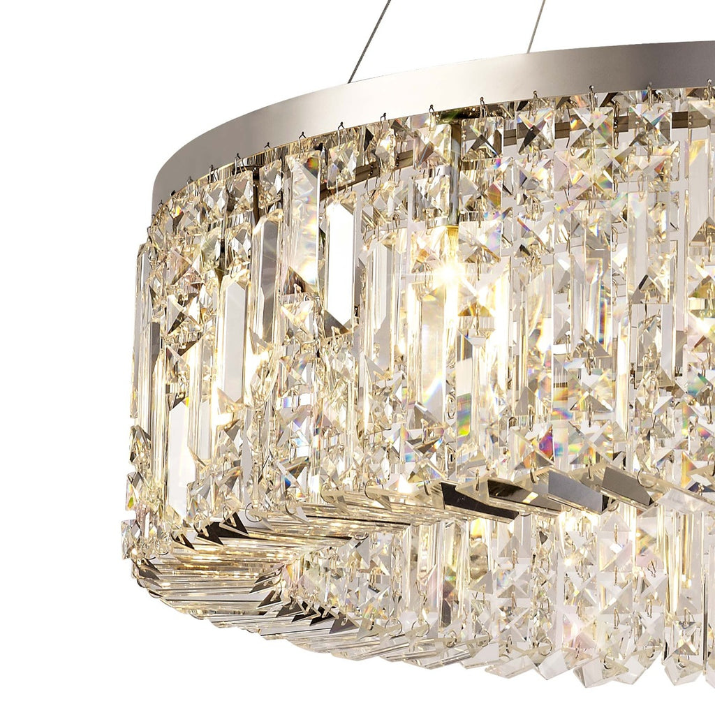 Regent Cholet Round 12 Light Chandelier in Polished Chrome with Crystal