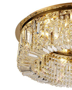 Regent Cholet Round 12 Light Flush Chandelier in Gold with Crystal