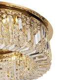 Regent Cholet Round 12 Light Flush Chandelier in Gold with Crystal