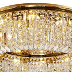 Regent Cholet Round 12 Light Flush Chandelier in Gold with Crystal
