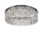 Regent Cholet Round 12 Light Flush Chandelier in Polished Chrome with Crystal