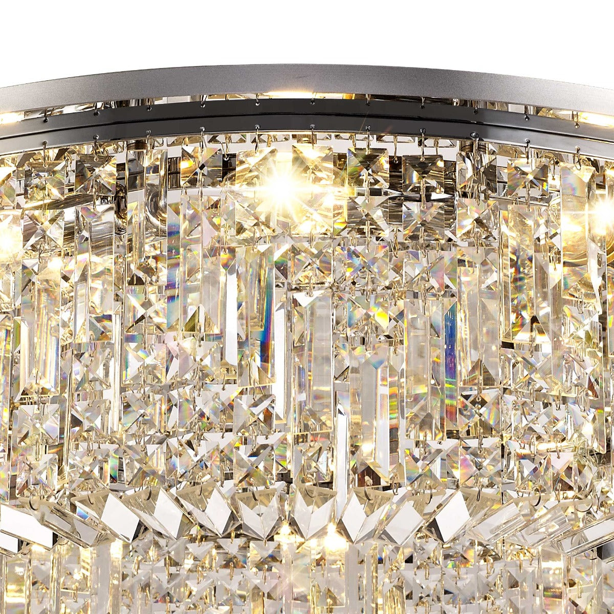 Regent Cholet Round 12 Light Flush Chandelier in Polished Chrome with Crystal